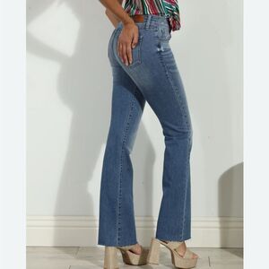Anthro Level 99 size 32 Classic Blue Women's Flare Jeans stretch boho hippie